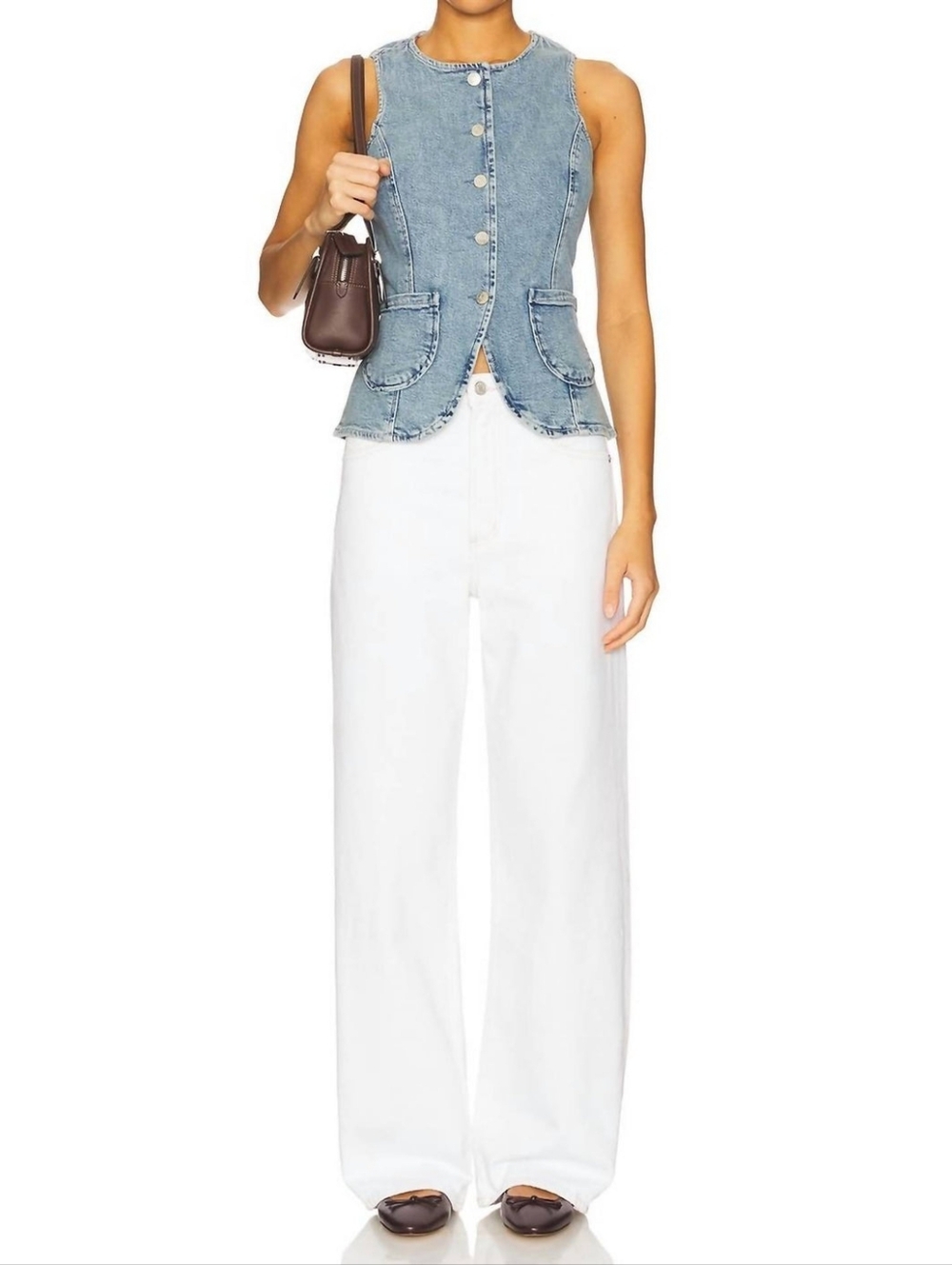 NWT Rails Portola Blue Fitted Cotton Denim Vest Top Size Small - Picture 2 of 11